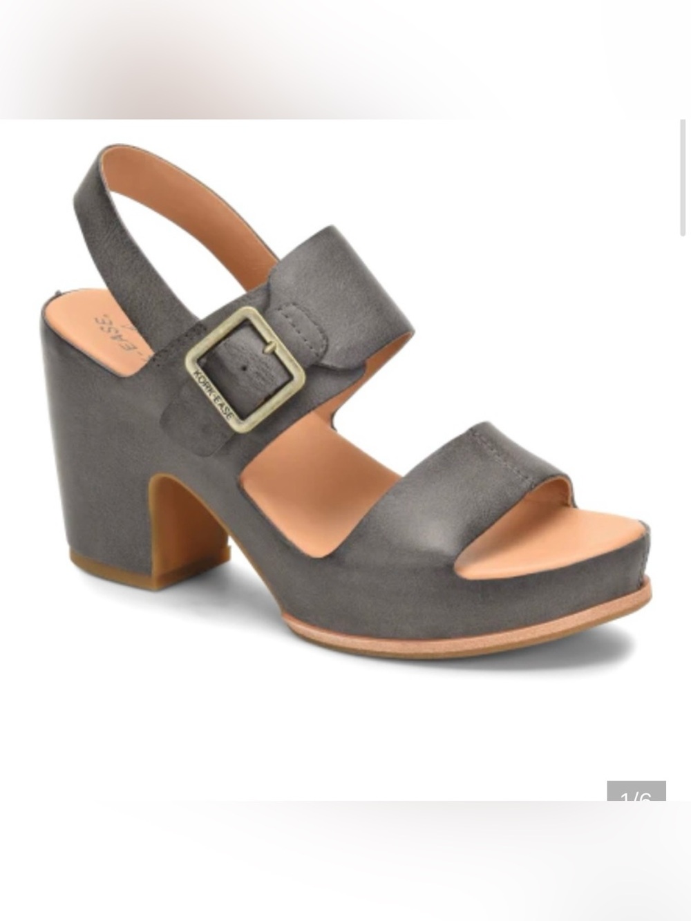 Kork-Ease San Carlos - Gray Suede Open-Toe Slingback Heel with Buckle